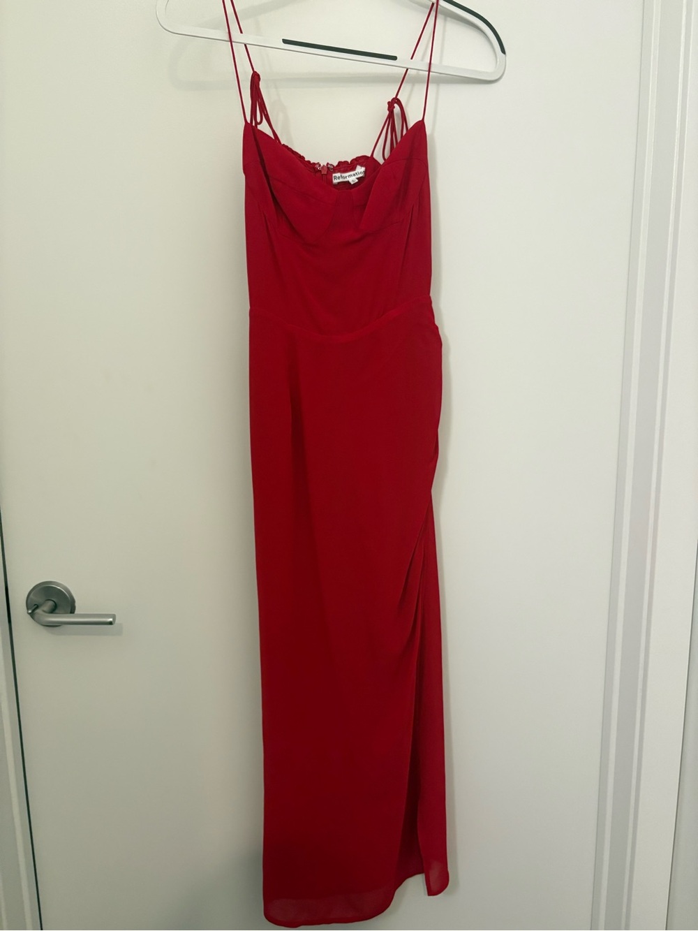 Reformation Red Spaghetti-Strap Evening Dress